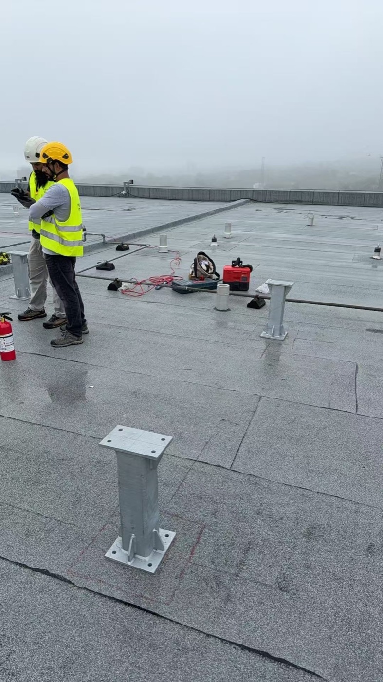 Commercial flat roof inspection and rooftop safety review